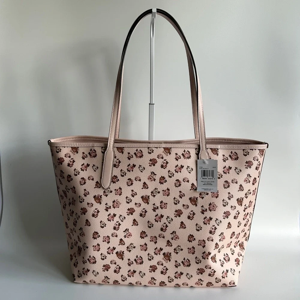 Coach City Tote Rose Print Blush Multi‎ Crossgrain Leather Bag NEW CY682